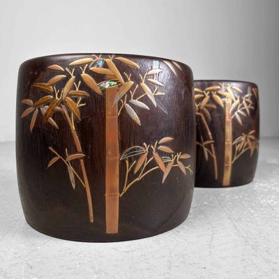 Set Vintage Kiri Maki-e Hibachi, Shōwa Period, Japan.