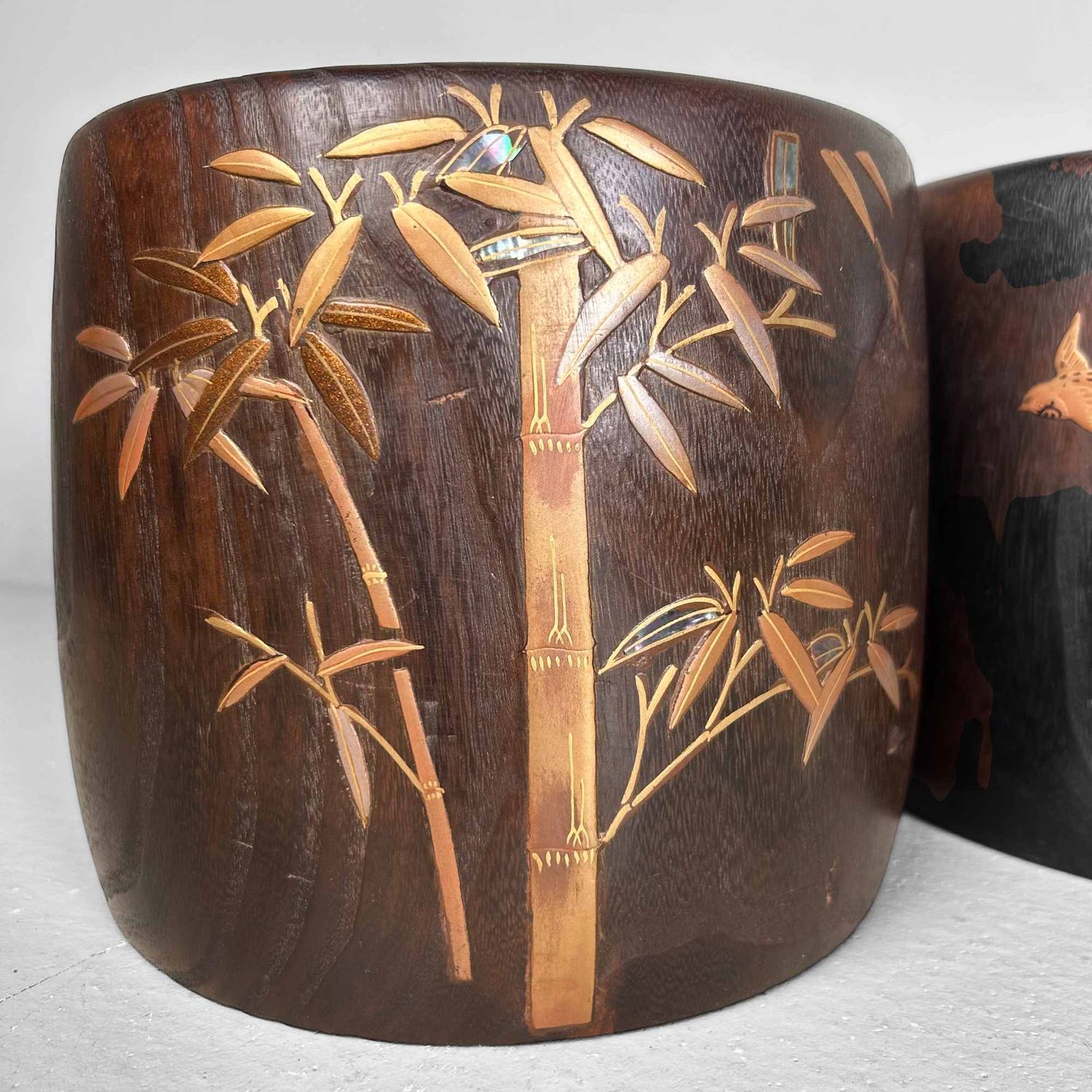 Set Vintage Kiri Maki-e Hibachi, Shōwa Period, Japan.