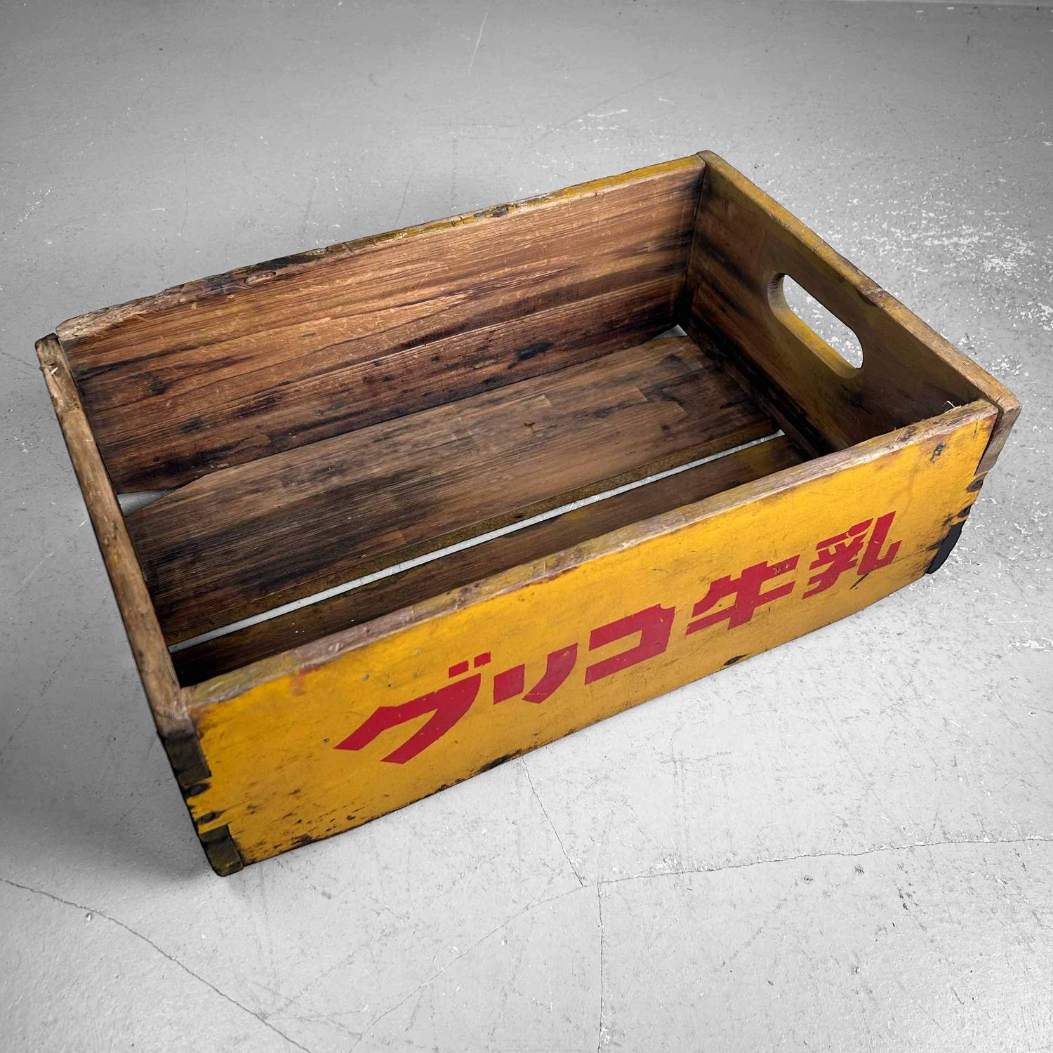 Vintage Houten Krat, 'Glico Melk', Japan, jaren '60.