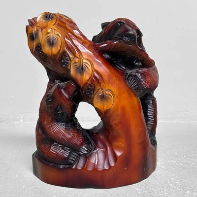 Wood Carving, 'Bear with Cub,' Ainu (アイヌ), Hokkaido, Japan.