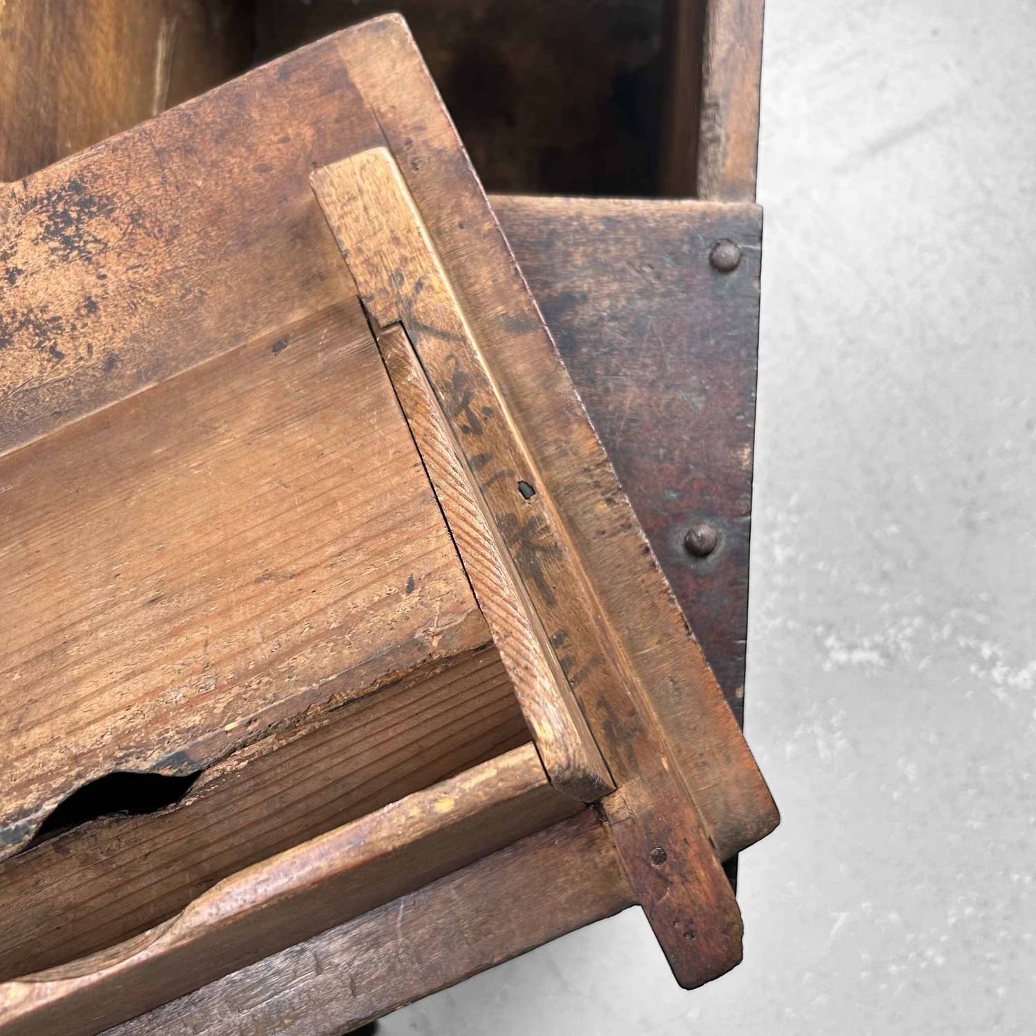 Antique Wooden Zenibako Temple Offering Box, Meiji Period, Japan.