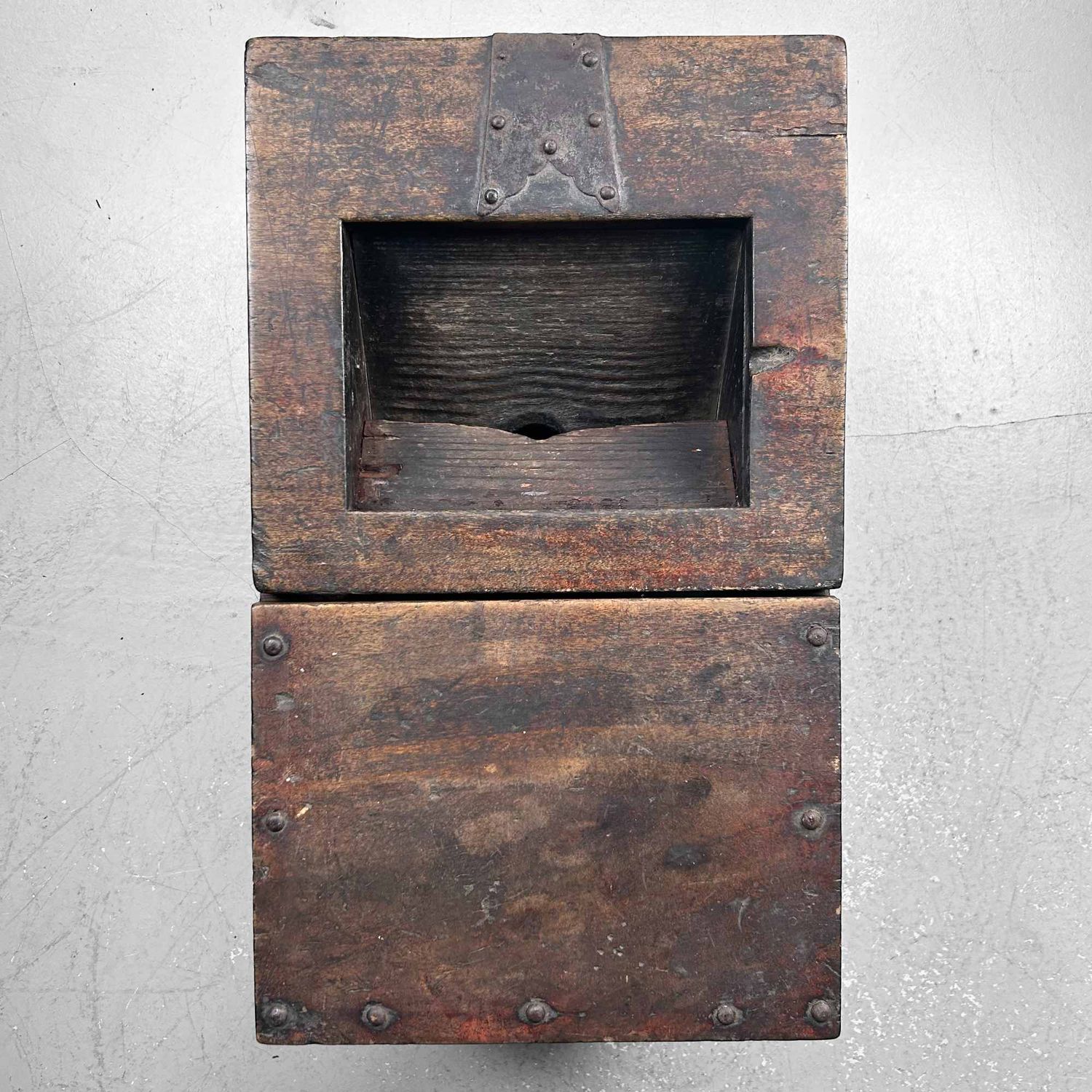 Antique Wooden Zenibako Temple Offering Box, Meiji Period, Japan.
