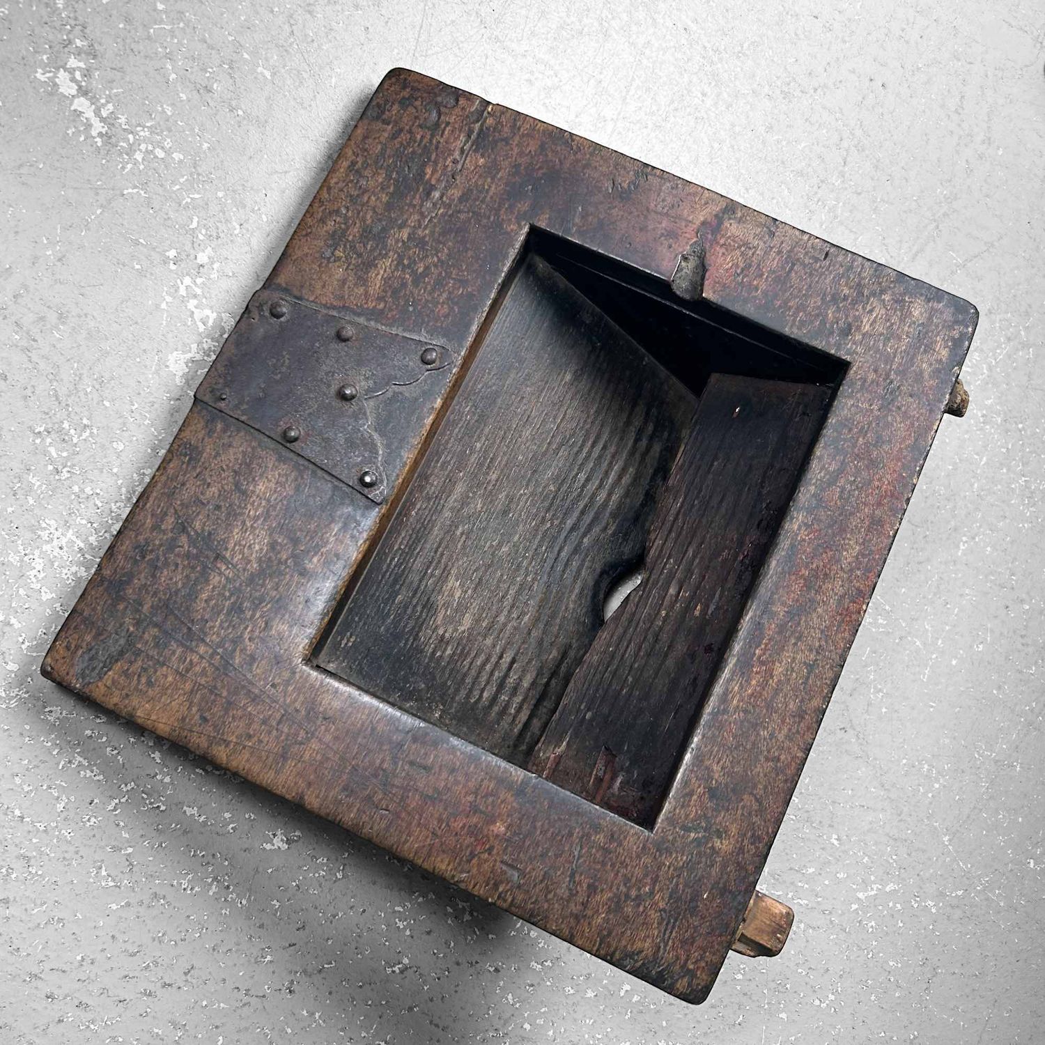 Antique Wooden Zenibako Temple Offering Box, Meiji Period, Japan.