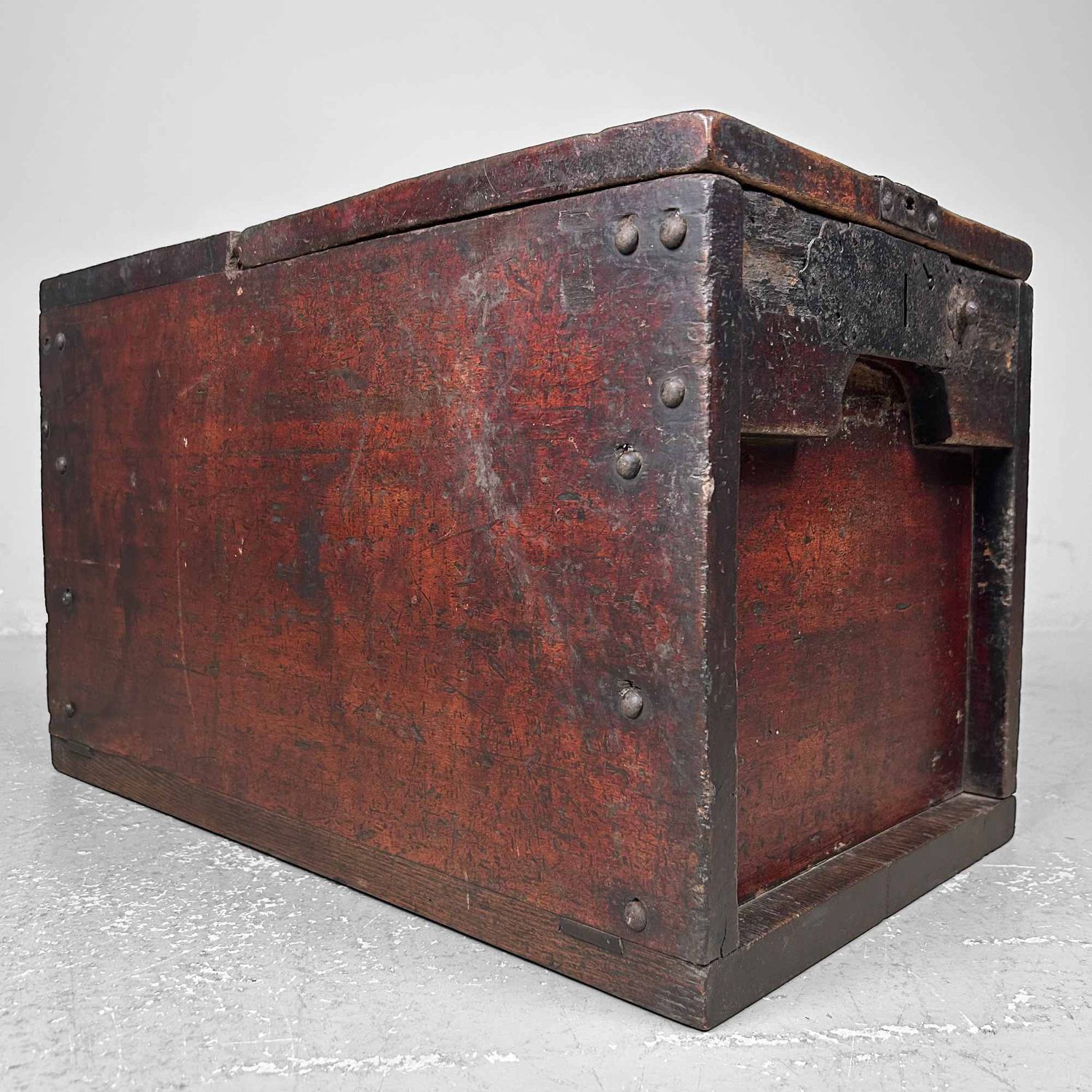 Antique Wooden Zenibako Temple Offering Box, Meiji Period, Japan.