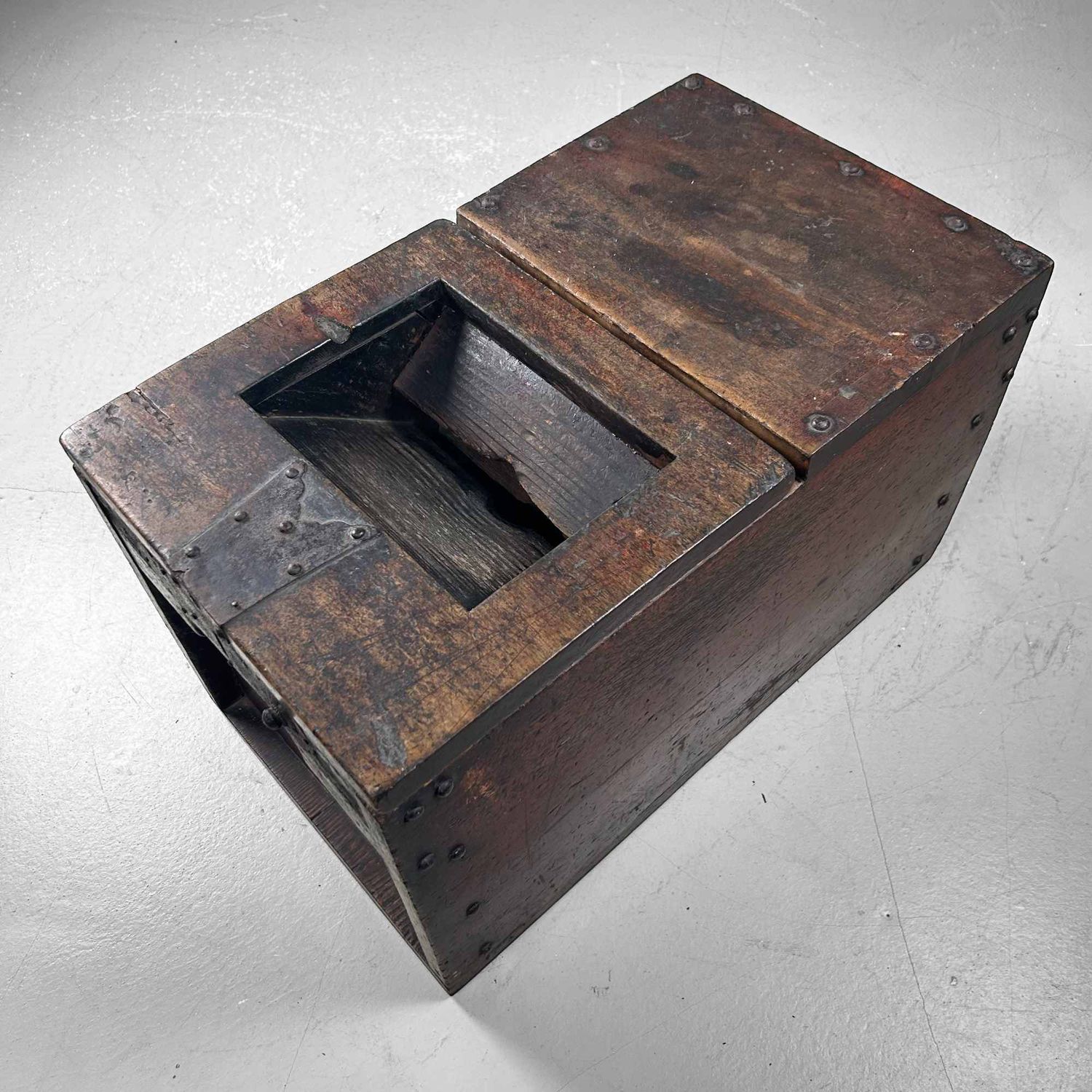 Antique Wooden Zenibako Temple Offering Box, Meiji Period, Japan.