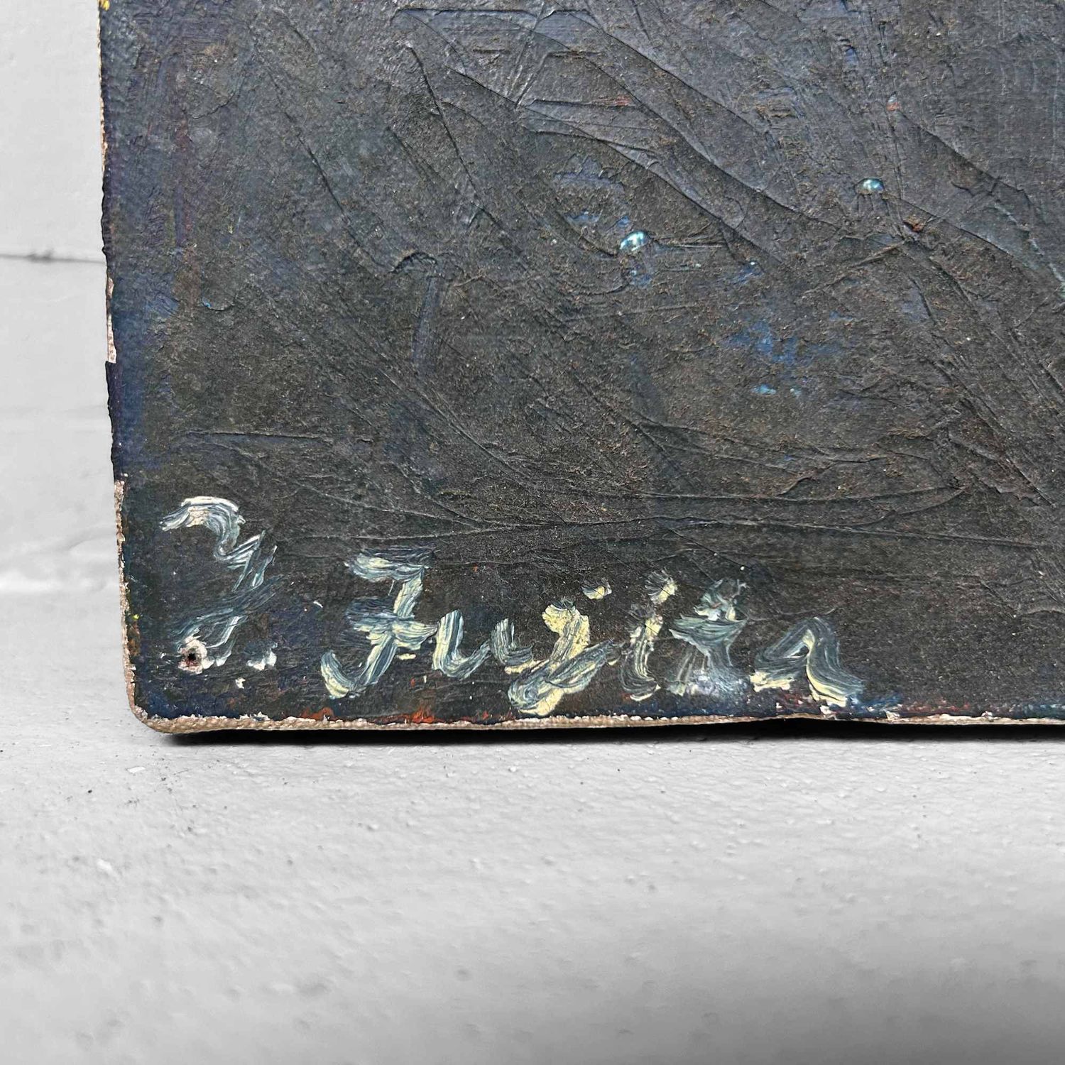 Schilderij, Olie op Doek, Bloemen 花 Ikebana door Y. Fujita, 1966.