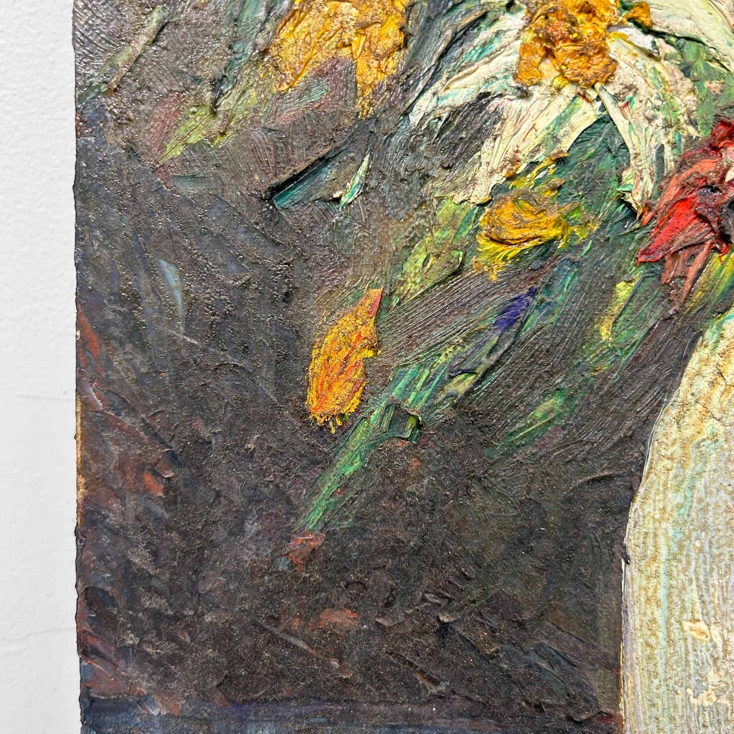 Schilderij, Olie op Doek, Bloemen 花 Ikebana door Y. Fujita, 1966.