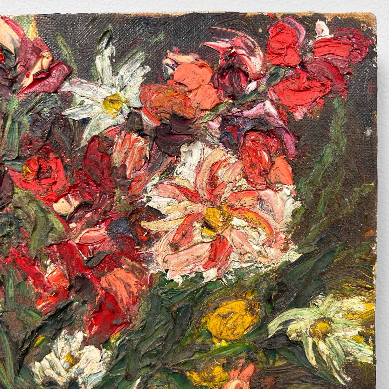 Schilderij, Olie op Doek, Bloemen 花 Ikebana door Y. Fujita, 1966.