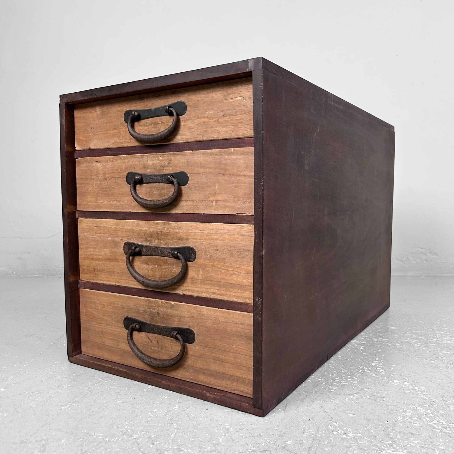 Antique Wooden Archive Drawer Cabinet, Meiji Period, Japan.
