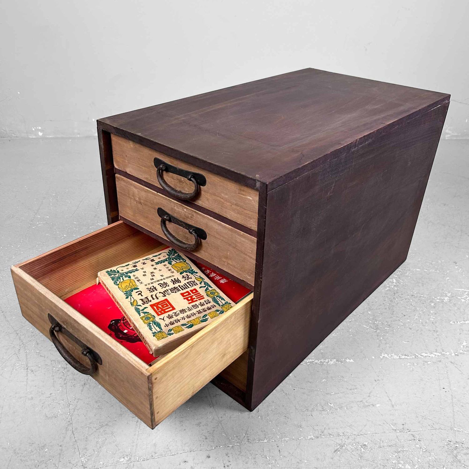 Antique Wooden Archive Drawer Cabinet, Meiji Period, Japan.