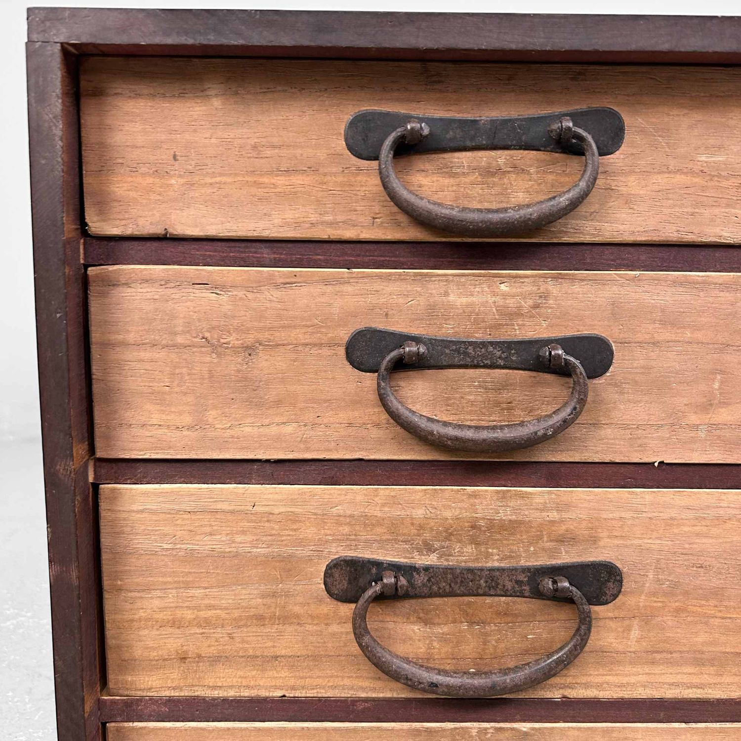 Antique Wooden Archive Drawer Cabinet, Meiji Period, Japan.