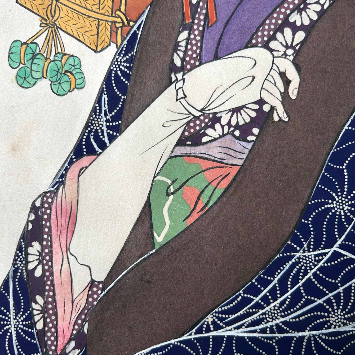 Unieke Japanse Tekening, Geisha met Maiko, Katsushika Orita, jaren '40.