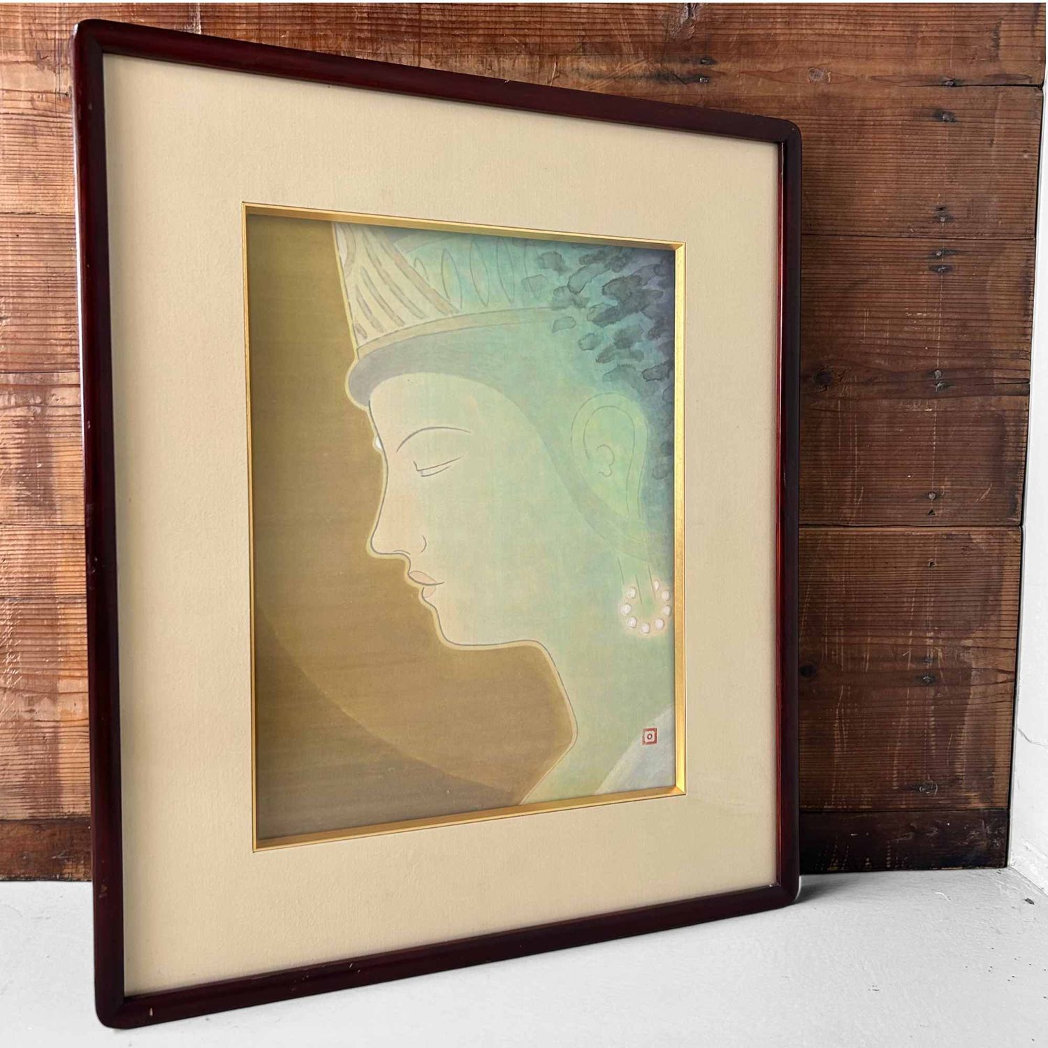 Ahimsa Kannon, Buddhist Shikishi painting by Reihō, 1995.