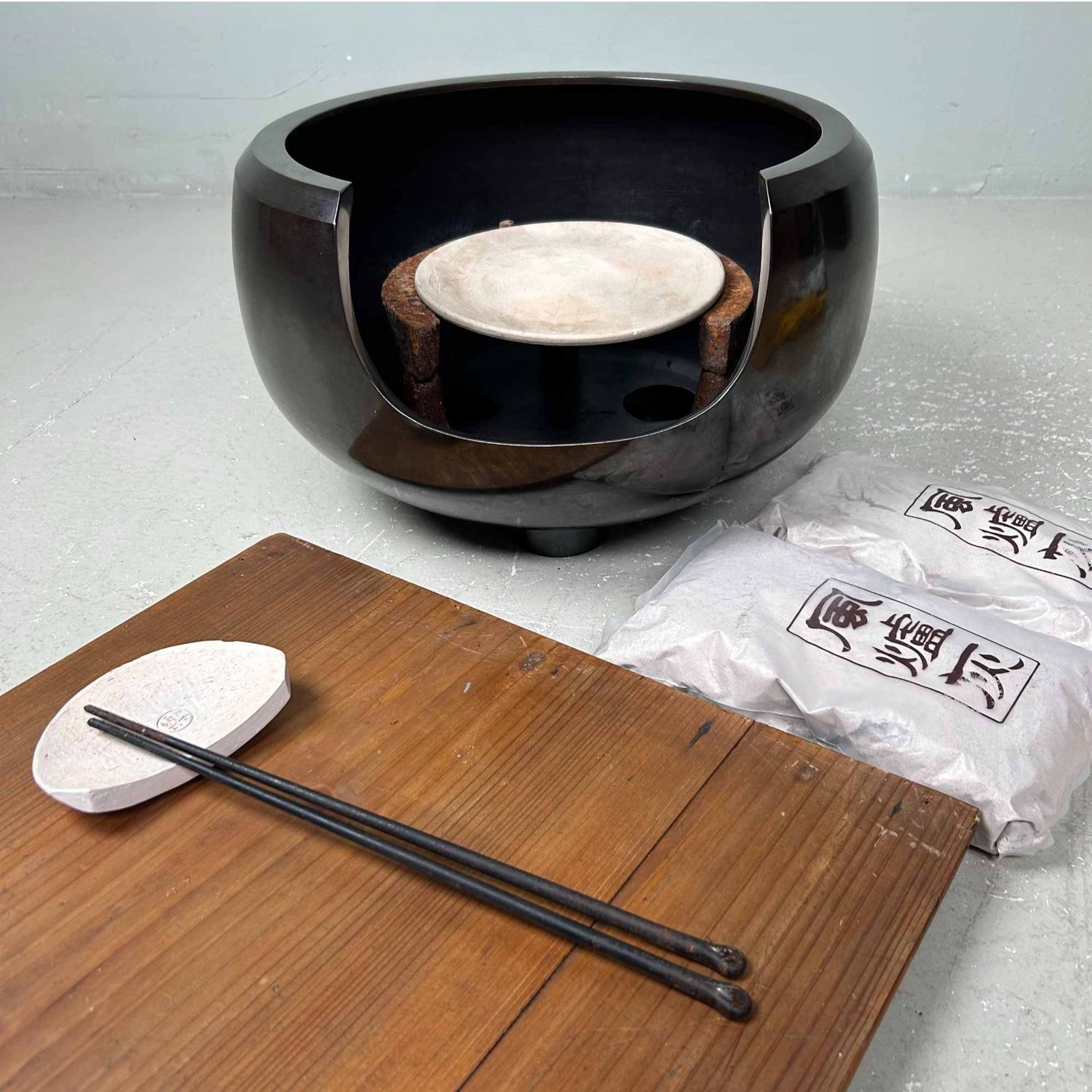 Traditional Japanese Tea Ceremony Furo 風炉 Set, Shōwa Period.