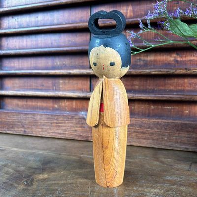 Vintage Wooden Sosaku Kokeshi Doll by Ryoichi Funayama, Japan.