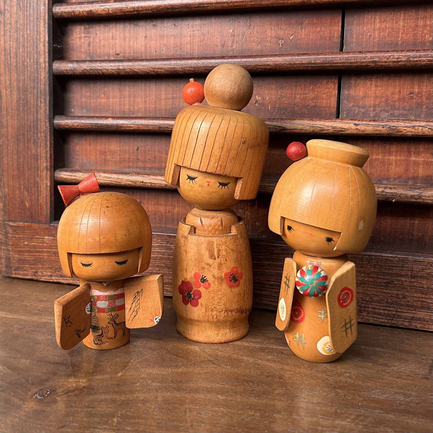 Set Vintage Kawaii Kokeshi, Japan.