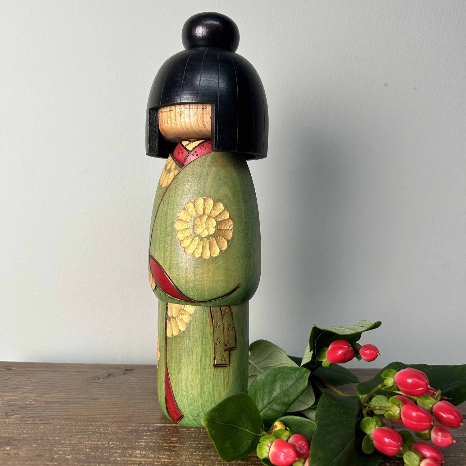 Wooden Vintage Kokeshi Doll, Kazuo Takamizawa, Japan.