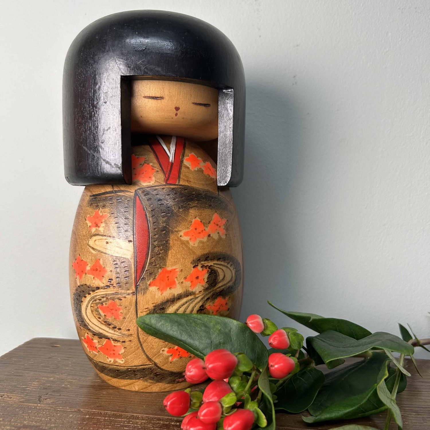 Zeldzame Vintage Gunma Sosaku Kokeshi door Miyagawa Kunio, Japan.