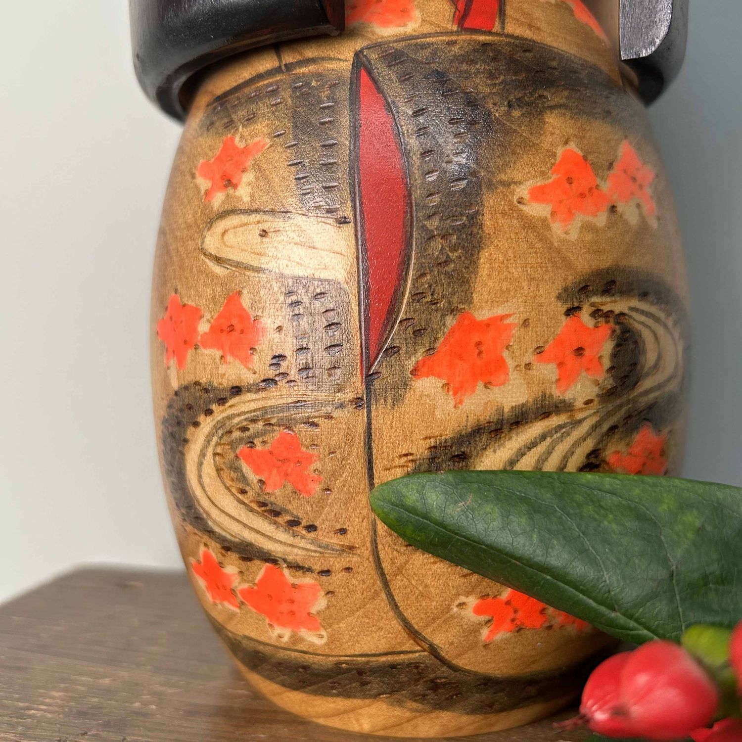 Zeldzame Vintage Gunma Sosaku Kokeshi door Miyagawa Kunio, Japan.