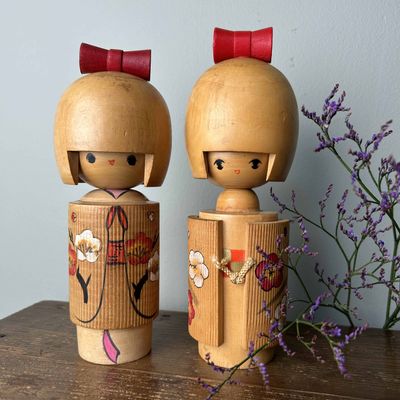 Set Kawaii Vintage Kokeshi door Tomio Ishida, Japan.
