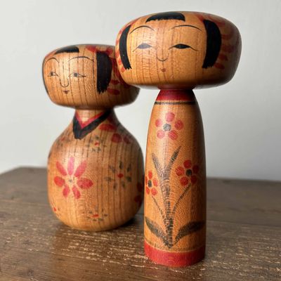 Rare Set of Traditional Vintage Kokeshi, Japan.