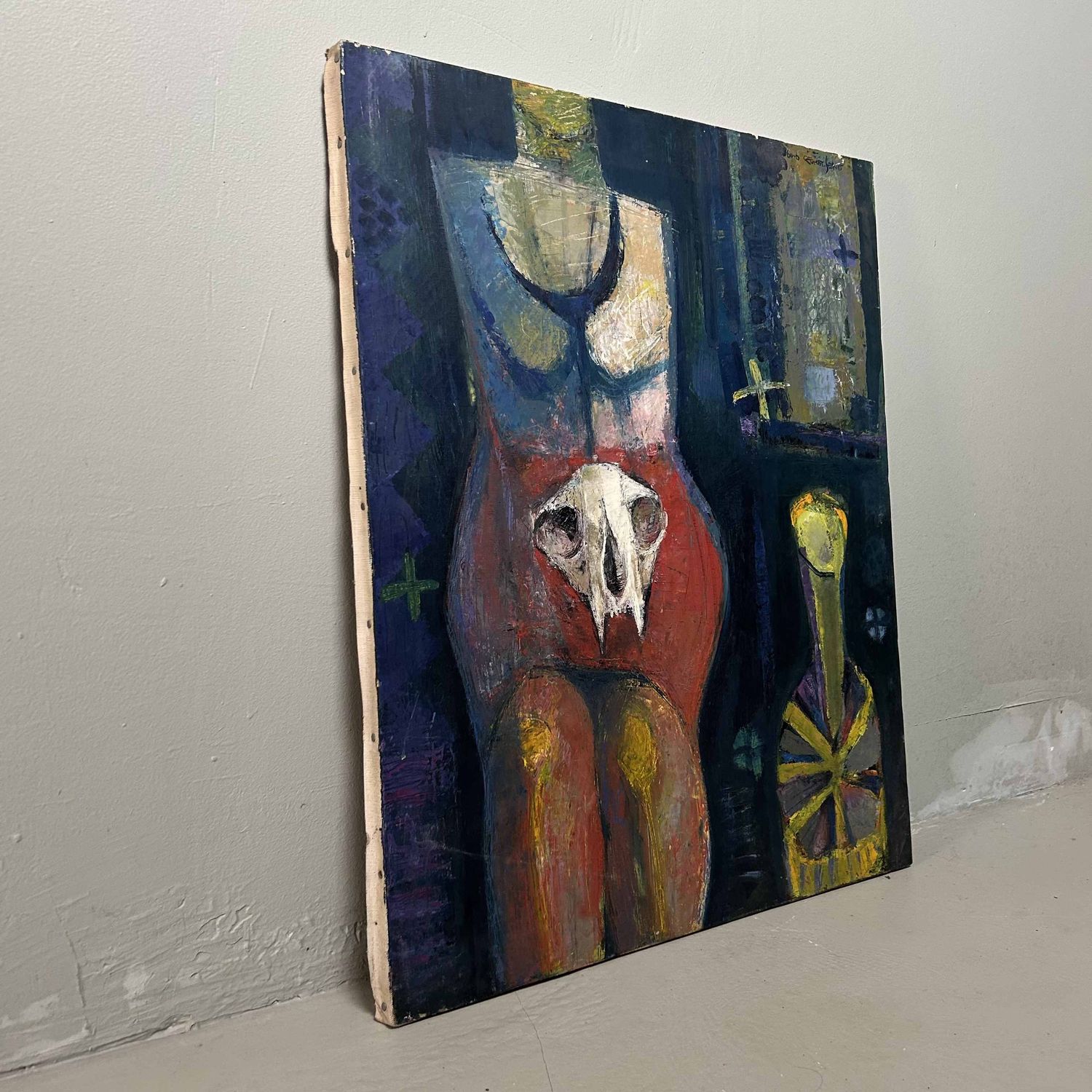 Olieverfschilderij, 'Mysterieuze Elegantie' door Senō, 1964, Chiba, Japan.