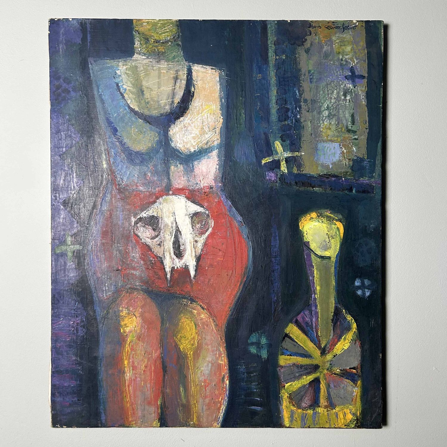 Olieverfschilderij, 'Mysterieuze Elegantie' door Senō, 1964, Chiba, Japan.