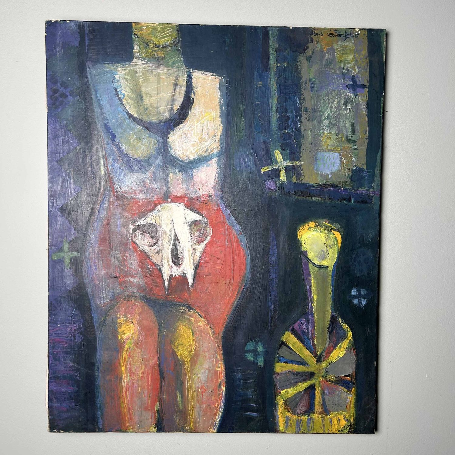 Olieverfschilderij, 'Mysterieuze Elegantie' door Senō, 1964, Chiba, Japan.