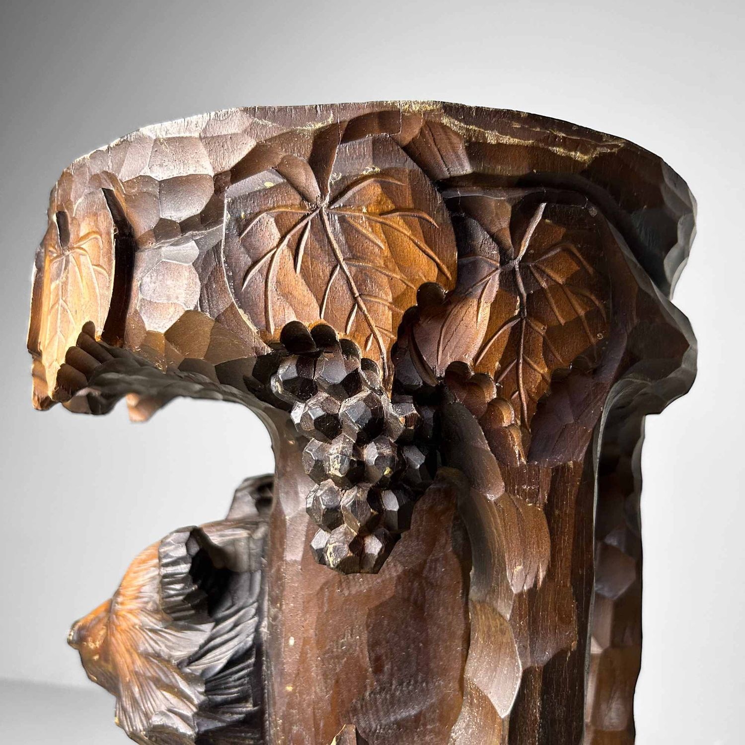 Wood Carved Bear Stand, Ainu Art, Hokkaido, Japan.