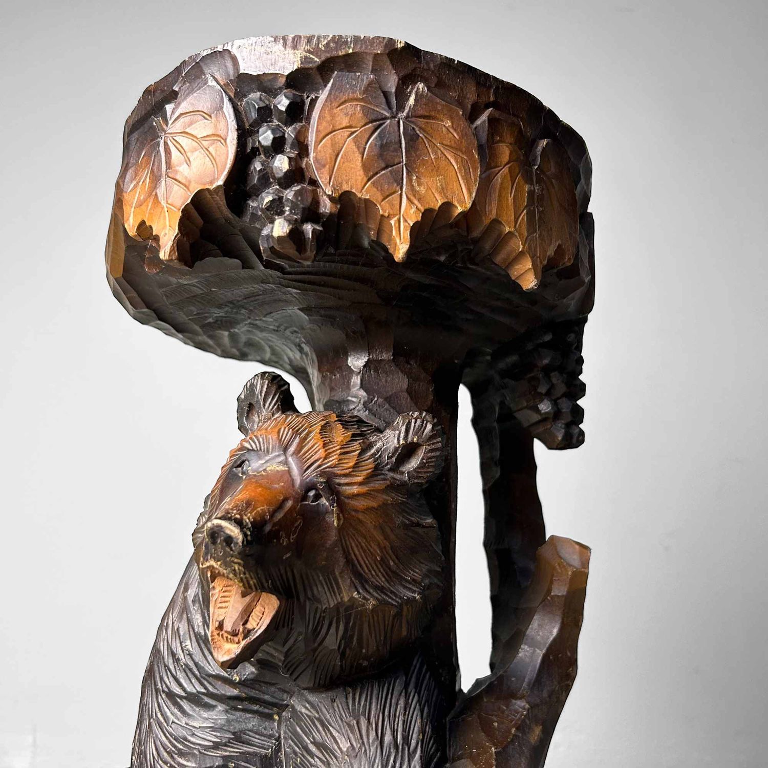 Wood Carved Bear Stand, Ainu Art, Hokkaido, Japan.