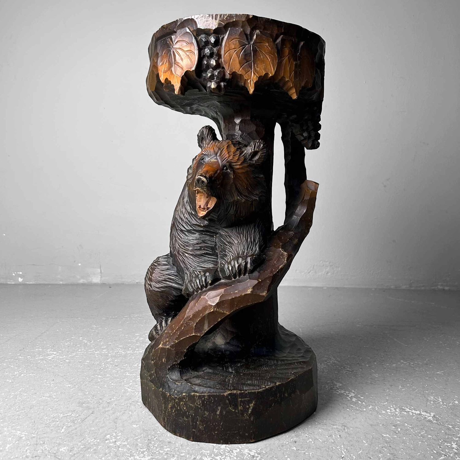 Wood Carved Bear Stand, Ainu Art, Hokkaido, Japan.