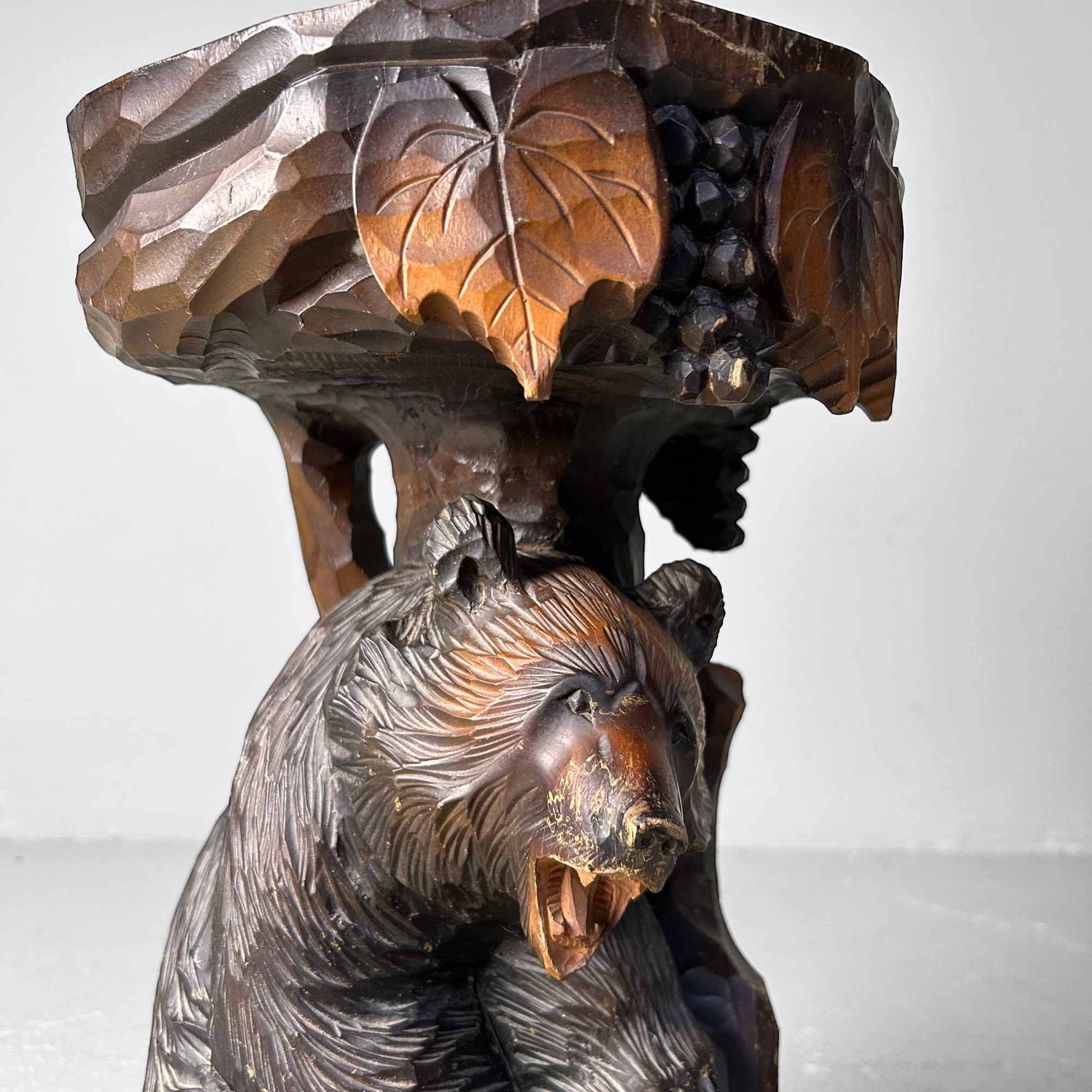 Wood Carved Bear Stand, Ainu Art, Hokkaido, Japan.