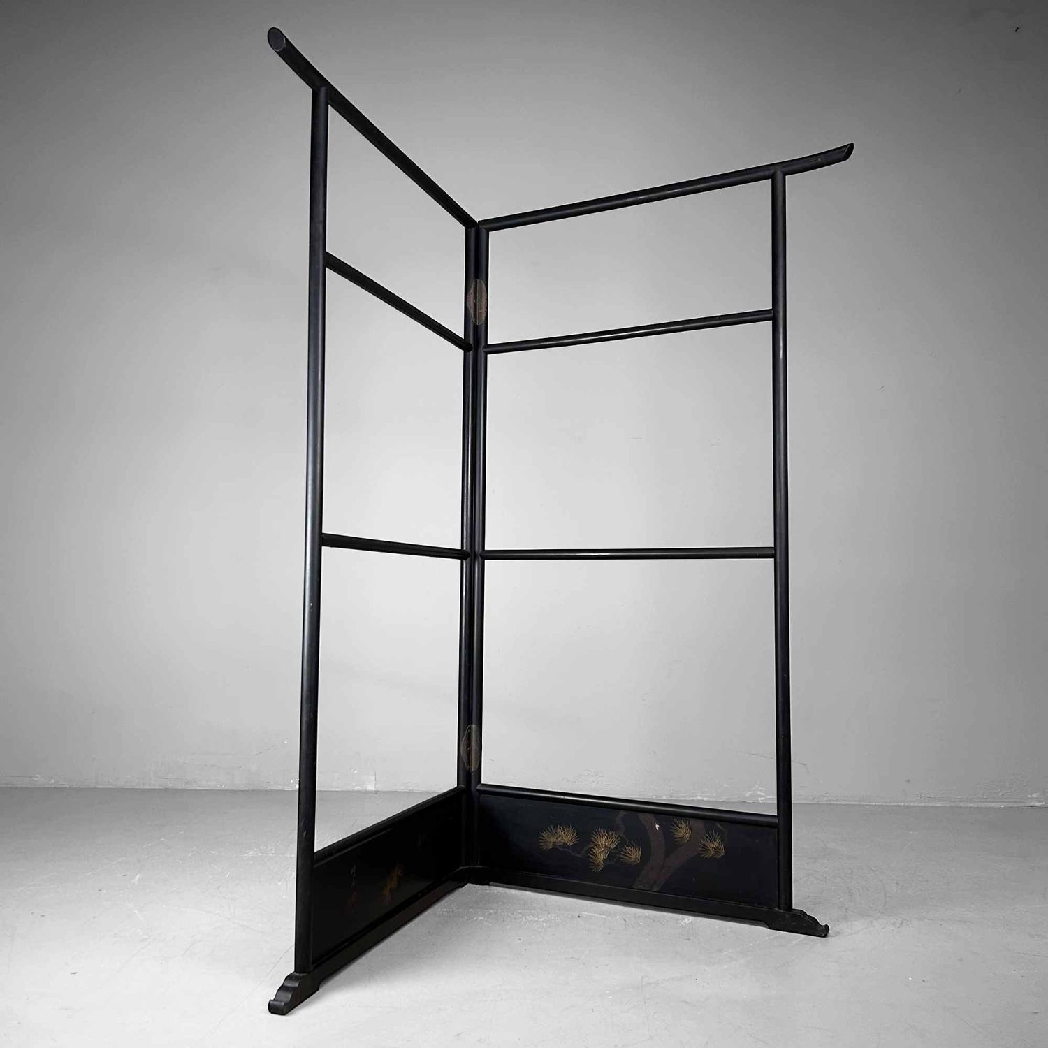 Antique Japanese Wooden Kimono Stand (Ikō), 'Pine Tree', Meiji Period.