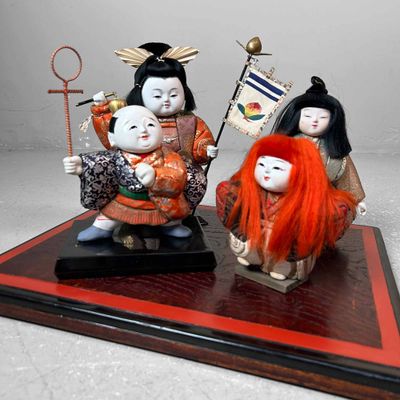 Set Gosho Ningyō (御所人形) of Hofpoppen, Japan, Shōwa Periode.