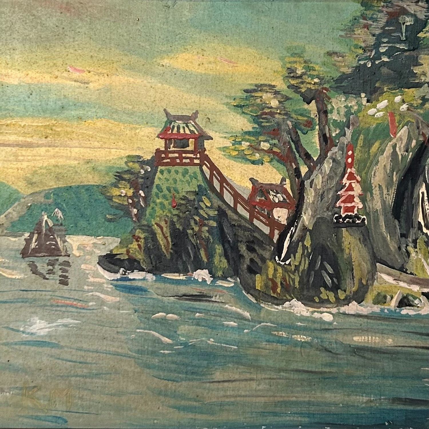 Japanese Painting, Landscape in Oil - Shōwa Period