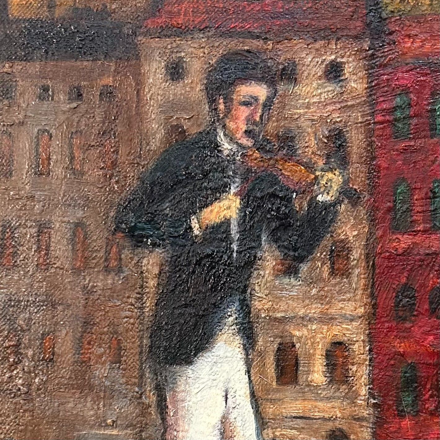 Japanese Oil Painting, 'Violinist,' Shōwa Period.