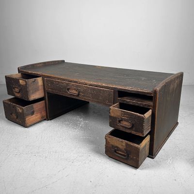 Minimalist Japanese Writing Desk, Shosai-Ki, Meiji Period.