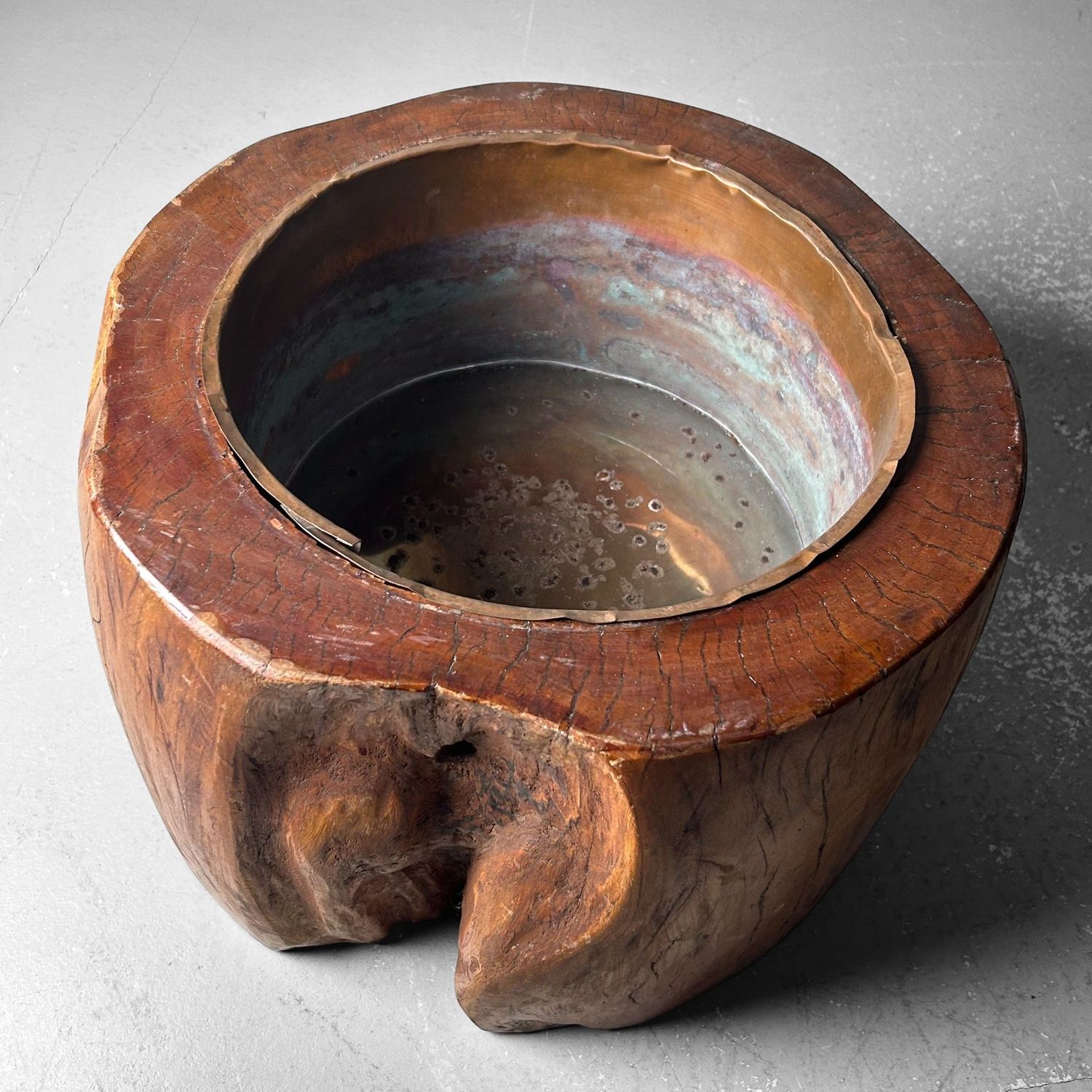 Unique Wooden 'Log' Hibachi, Taishō period, Japan.