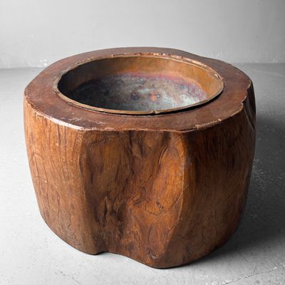 Unique Wooden 'Log' Hibachi, Taishō period, Japan.