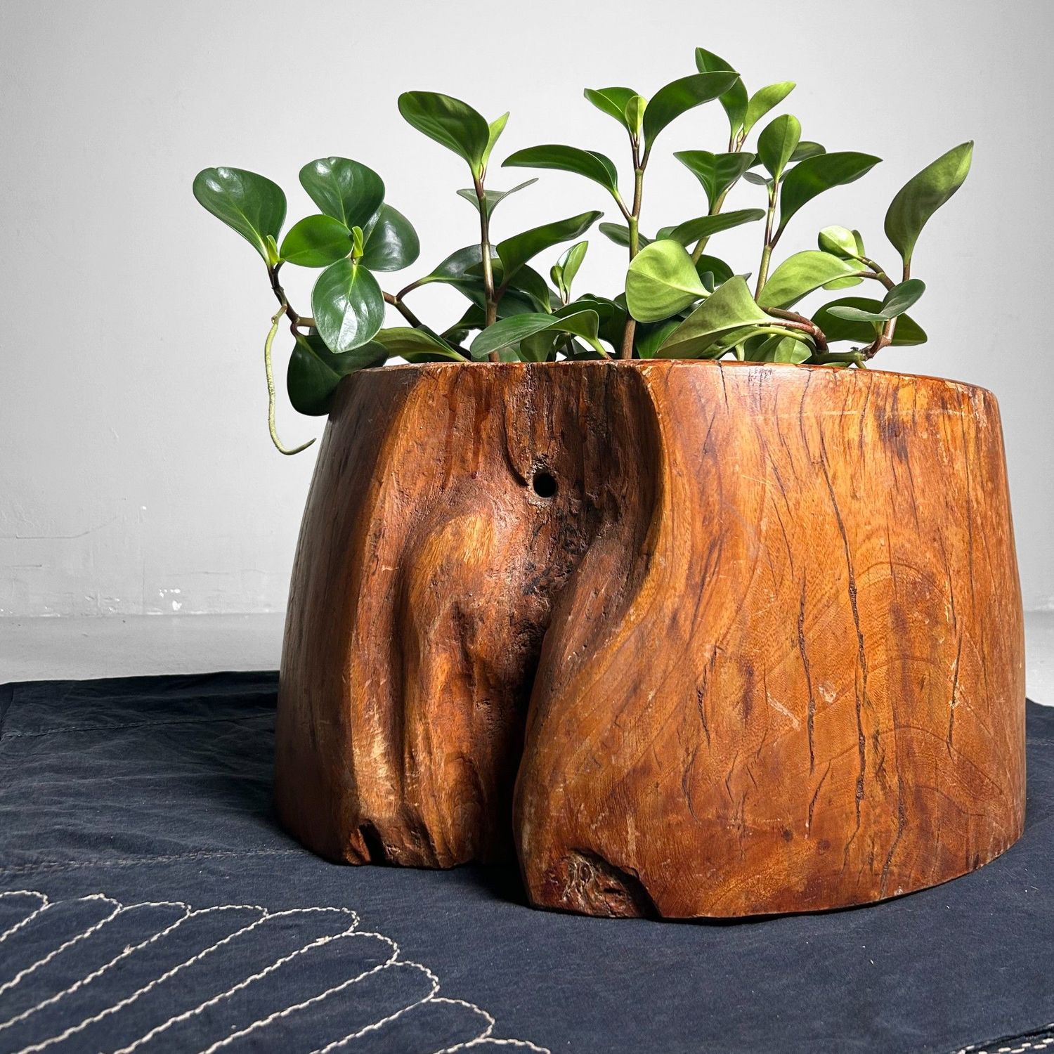 Unique Wooden 'Log' Hibachi, Taishō period, Japan.