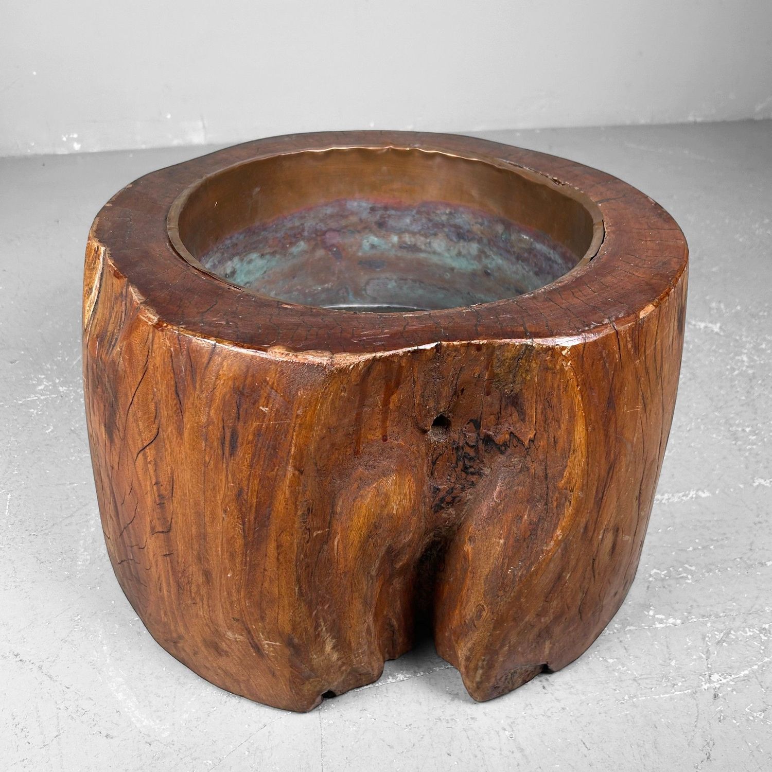Unique Wooden 'Log' Hibachi, Taishō period, Japan.