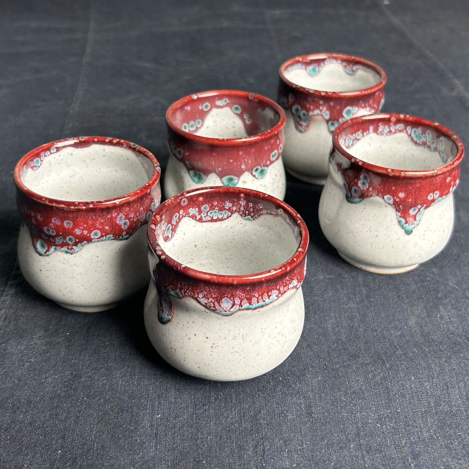 Set of Japanese Tea Cups, Yunomi, Shodai-yaki, Shōwa Period.