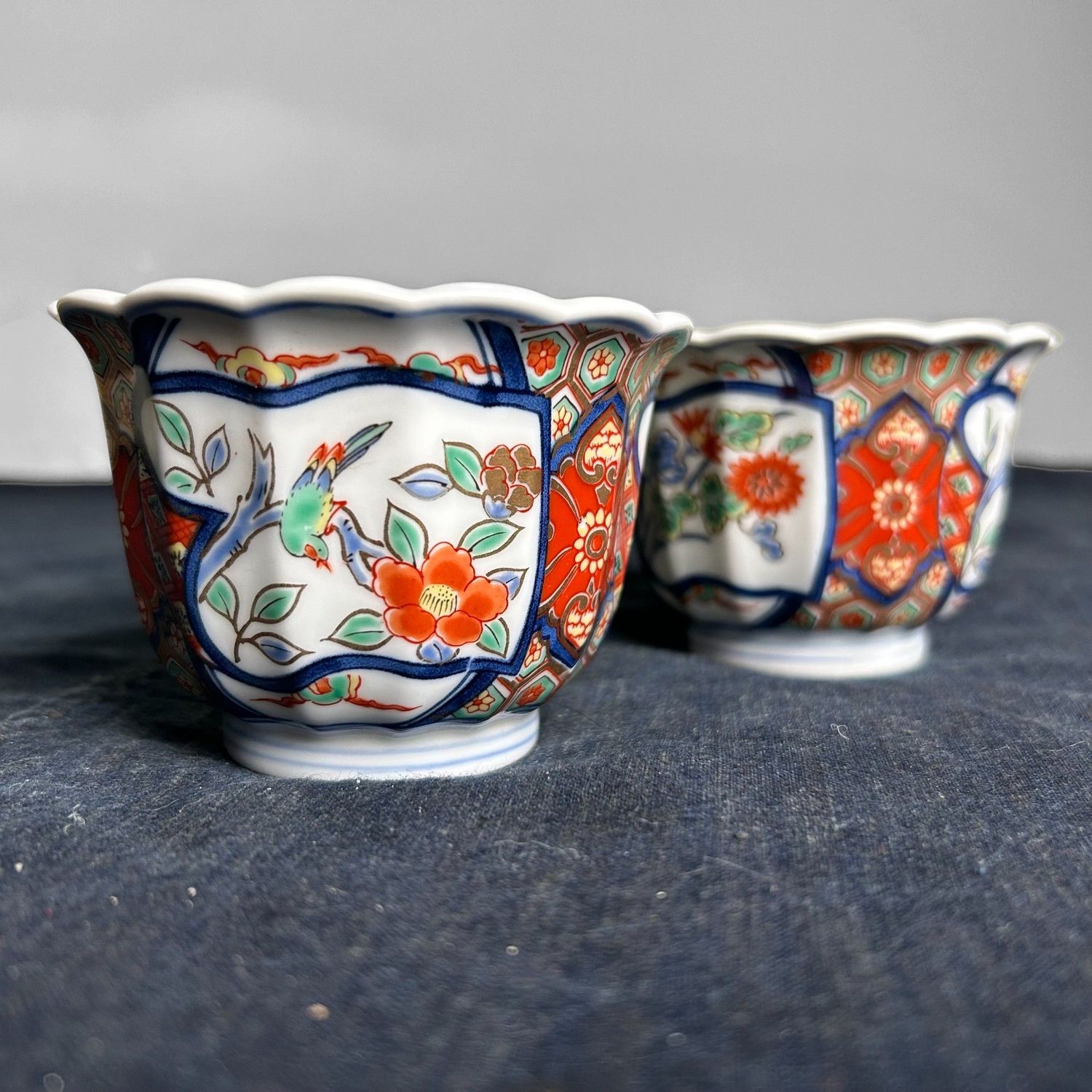 Set Japanse Yunomi, Arita Porseleinen Theekoppen, Shōwa Periode.