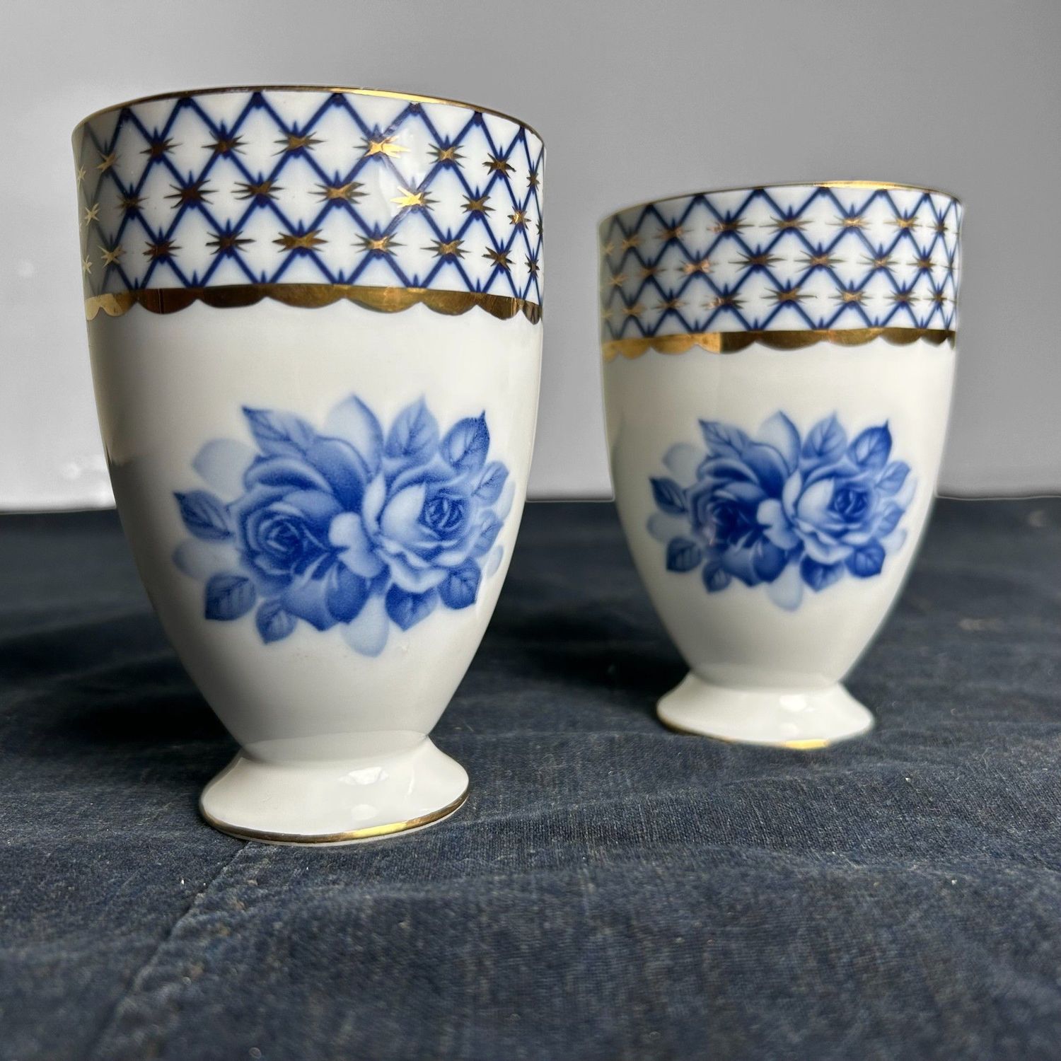 Set of Japanese Porcelain Tea Cups, Yunomi, Nikko, 1950s.