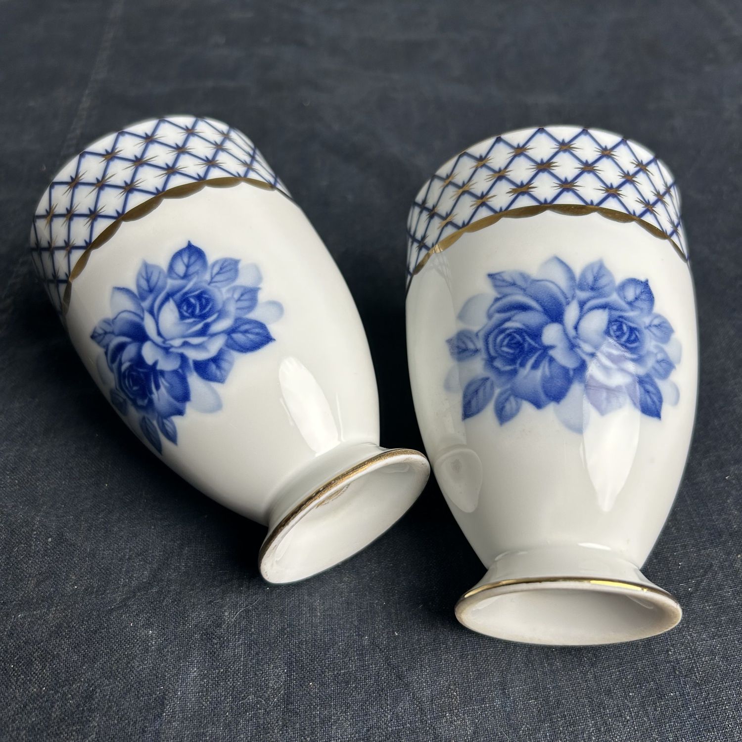 Set of Japanese Porcelain Tea Cups, Yunomi, Nikko, 1950s.