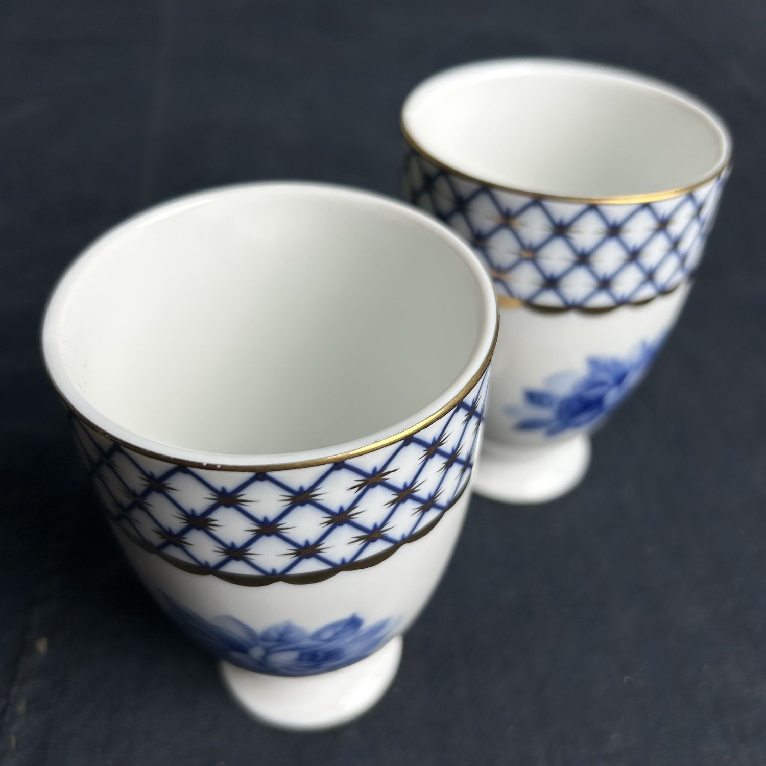 Set of Japanese Porcelain Tea Cups, Yunomi, Nikko, 1950s.