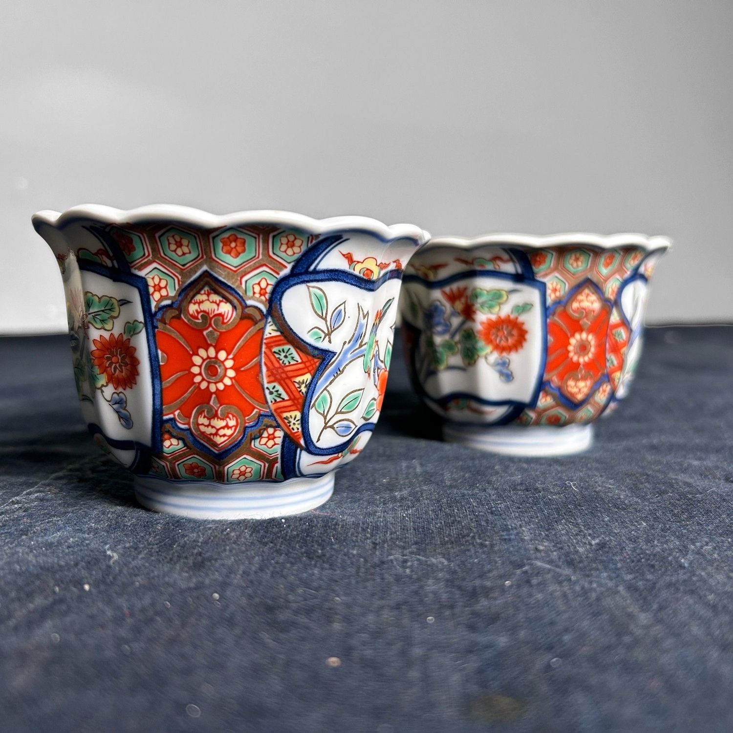 Set Japanse Yunomi, Arita Porseleinen Theekoppen, Shōwa Periode.