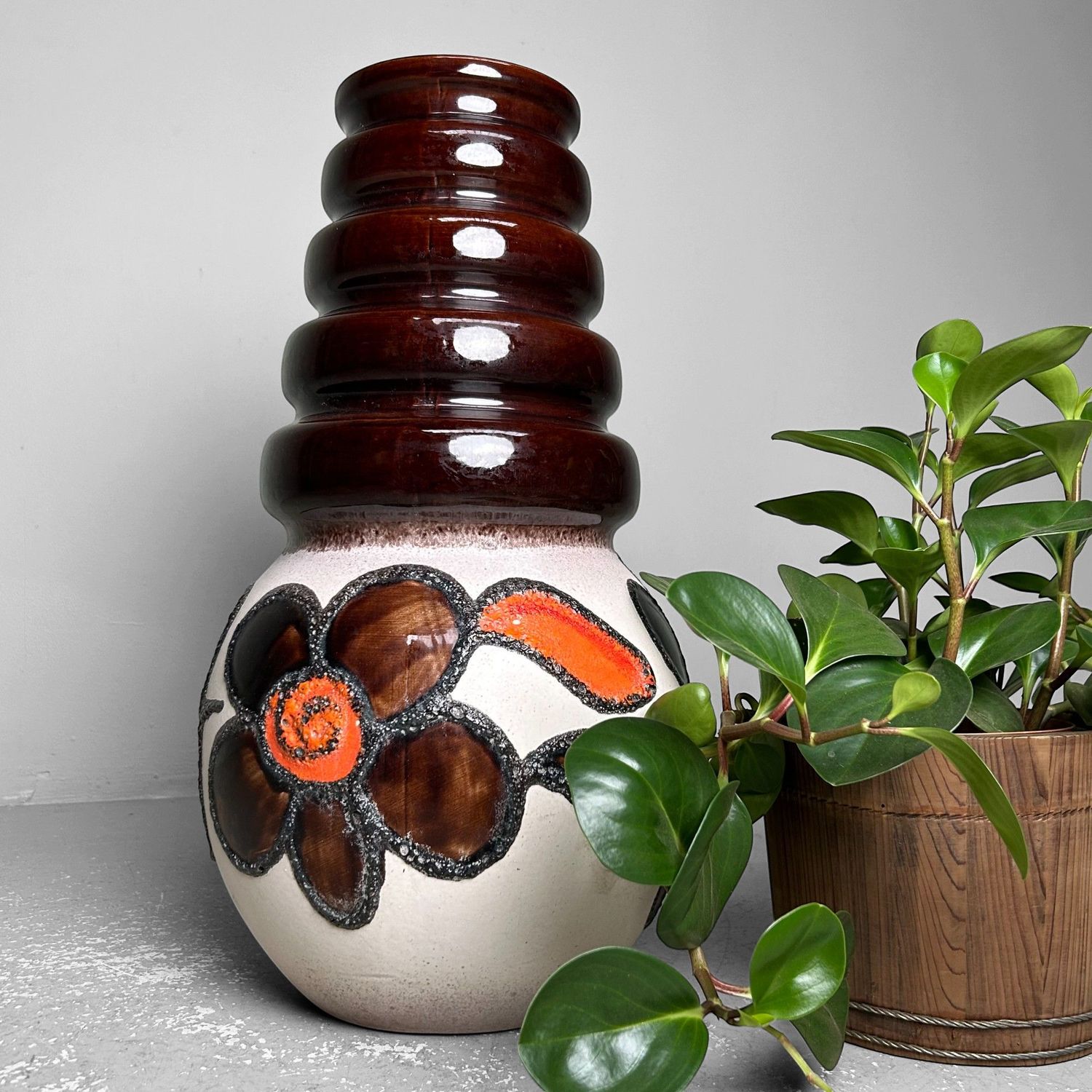Vintage Ceramic Vase, Scheurich, West Germany, 1970s.