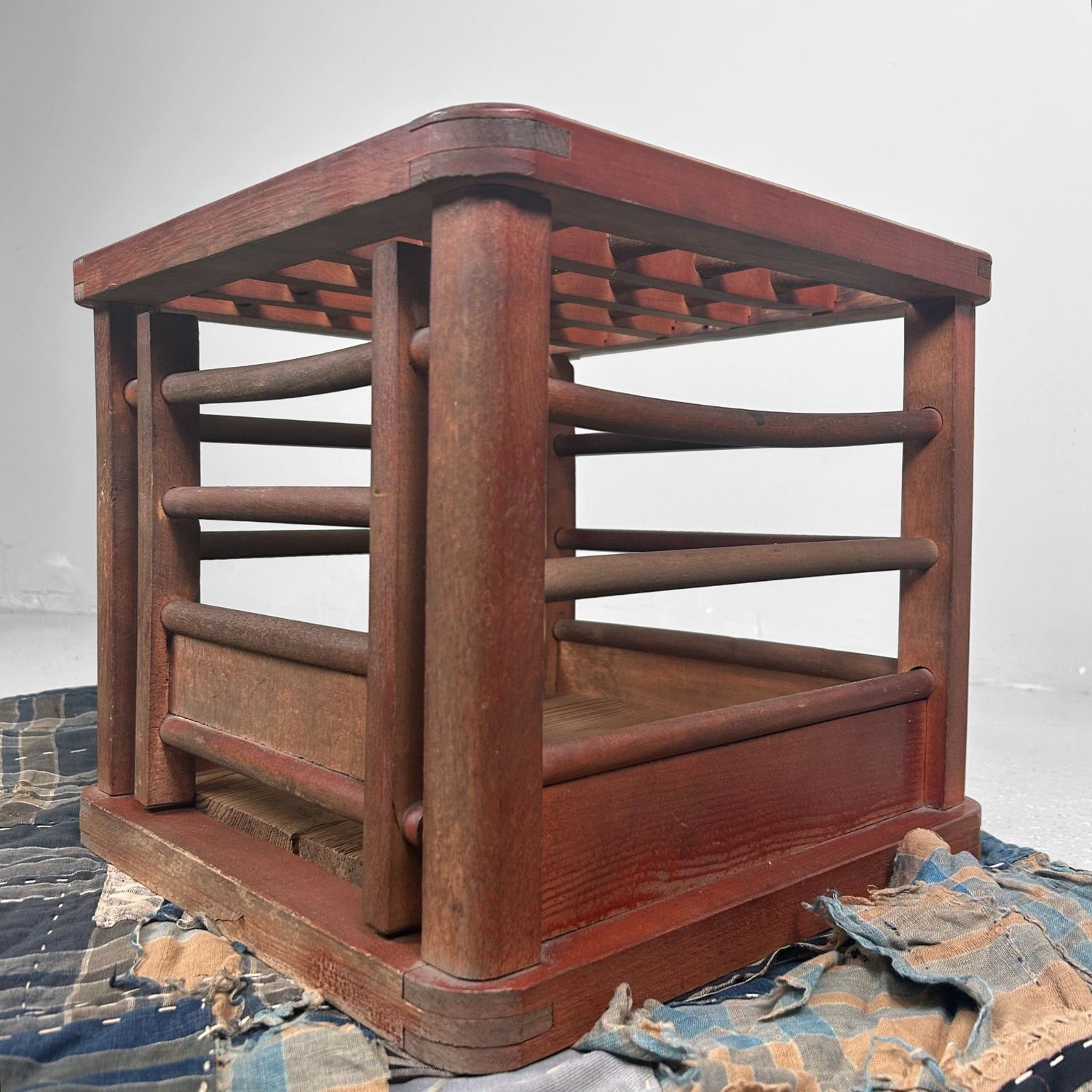 Traditional Wooden Kotatsu Table, Shōwa Period, Japan.