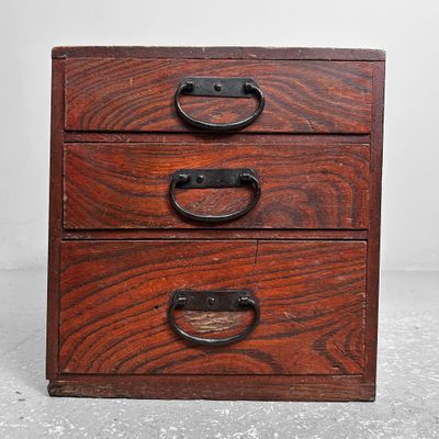 Antique Wooden Drawer Cabinet, Taishō Period, Japan.